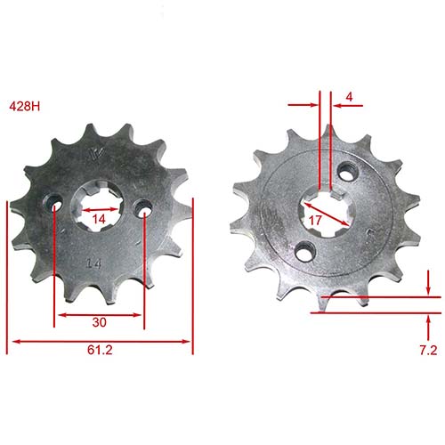 KIT TRANSMISION HONDA C125 BIZ 428H-106L C/CAD. DOR. STD