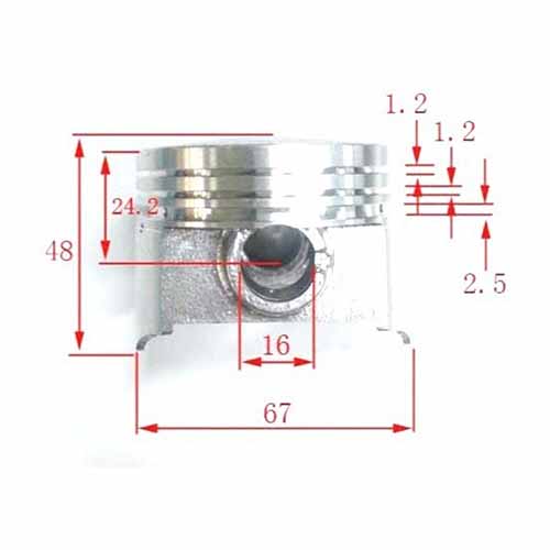 KIT CILINDRO + PISTON MOTOMEL XPLORA 250/MOTORES CHINOS 250CC VARILLERO RECORRIDO 65MM (67MM) STD