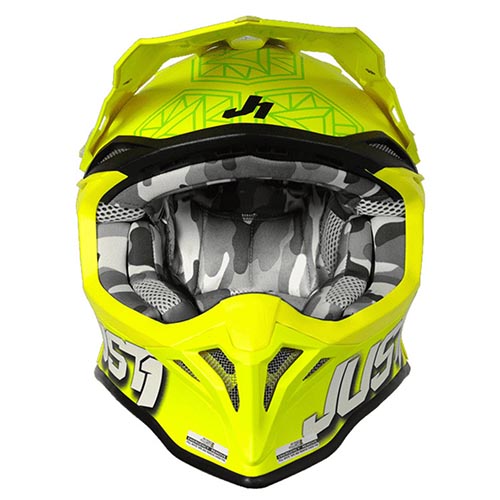 CASCO JUST1 J39 KINETIC CAMO GRAY RED LIME/FLUO YELLOW XS