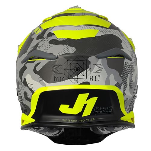 CASCO JUST1 J39 KINETIC CAMO GRAY RED LIME/FLUO YELLOW XS