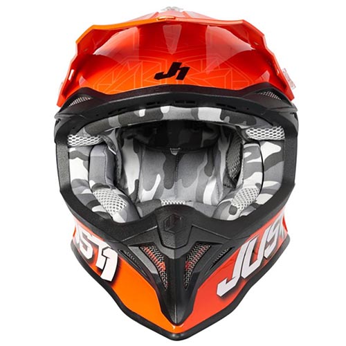 CASCO JUST1 J39 KINETIC CAMO GRAY/FLUO ORANGE L