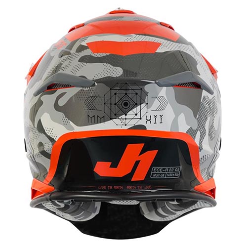 CASCO JUST1 J39 KINETIC CAMO GRAY/FLUO ORANGE XS