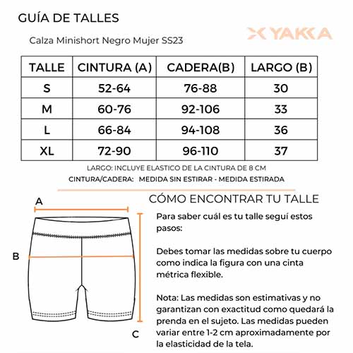 CALZA MINI SHORT MUJER NEGRO TALLE S YAKKA (3004)