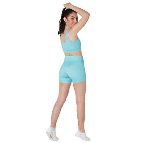 CALZA MINI SHORT MUJER SUBLIMADA FANTASY AQUA TALLE S YAKKA (3006)