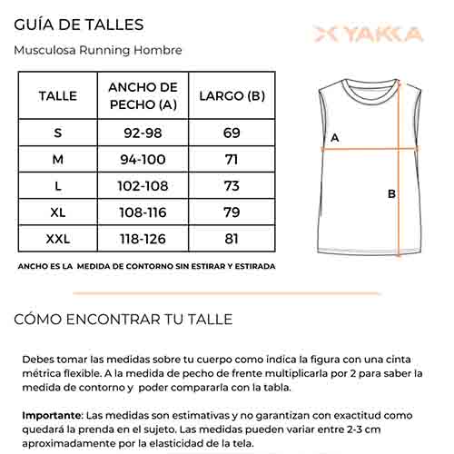 MUSCULOSA RUNNING HOMBRE NEGRO TALLE L YAKKA (4013)