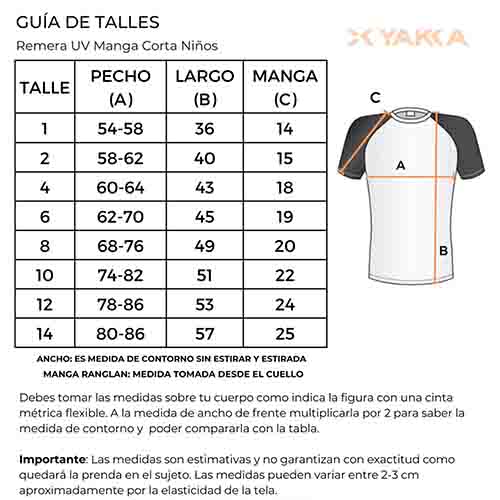 REMERA FILTRO UV NIÑO MALIBU M/CORTA TALLE 4 YAKKA (4021)