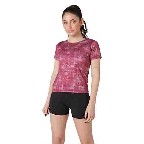 REMERA RUNNING MUJER TAYLOR BORDO TALLE S YAKKA (4028)(4026)