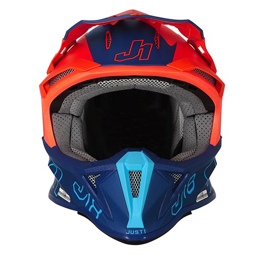 CASCO JUST1 J18 VERTIGO BLUE/WHITE FLUO ORANGE MATT XS