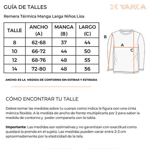 REMERA TERMICA NIÑO MANGA LARGA BLANCA TALLE 8 YAKKA (1016)