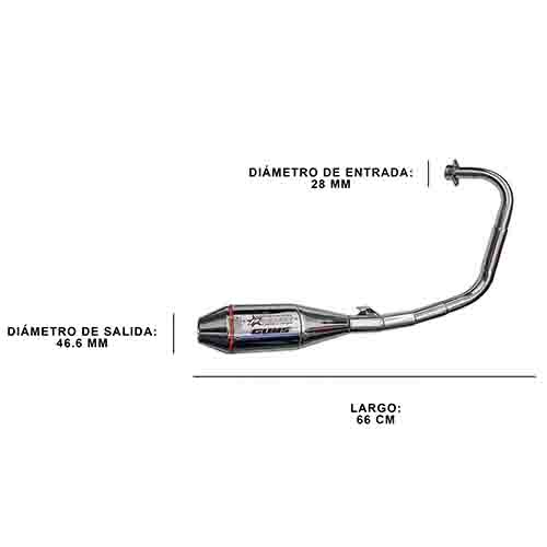ESCAPE MOTO YAMAHA XTZ 125 ST2 CROMO DEPORTIVO POR ABAJO PAOLUCCI (EM125XTZ-22-C/D-DOWN)