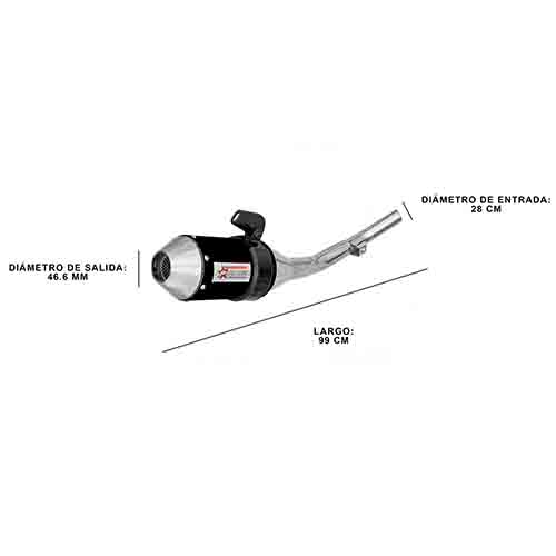 ESCAPE MOTO YAMAHA XTZ 125CC POR ARRIBA ST2 STYLE NEGRO PAOLUCCI (EM125XTZ23-SUPNE)