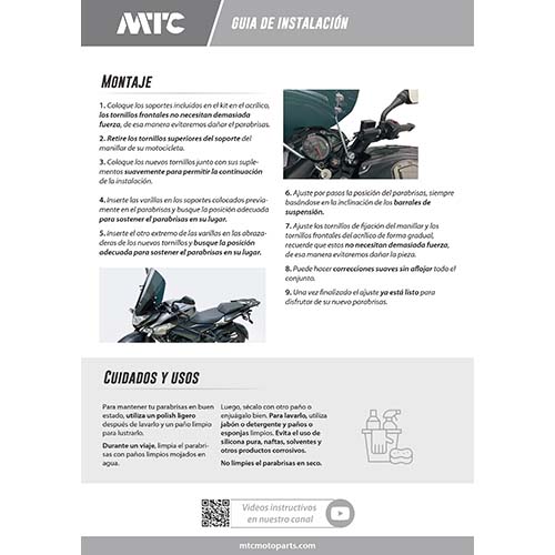 PARABRISA BAJAJ ROUSER NS200 (NEGRO) CON SOPORTES 3MM MTC