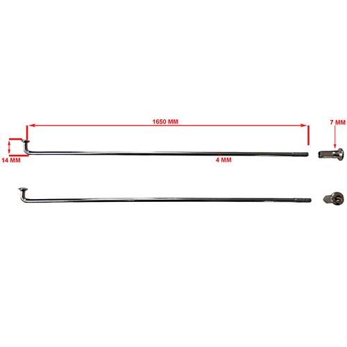 RAYOS + NIPLES 165mm X 4.0mm (36u) CROMADO STD
