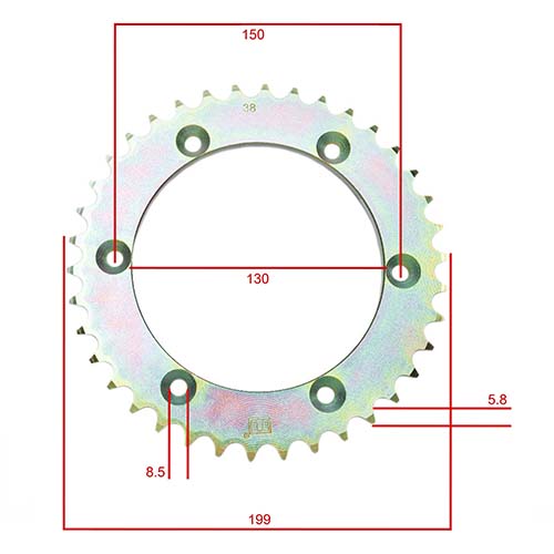 KIT TRANSMISION HONDA XR250 TORNADO 520H-104L 38x13 C/CAD. DOR. STD