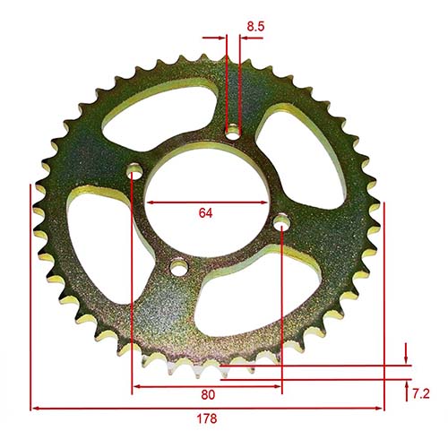 KIT TRANSMISION YAMAHA YBR 125 2000/02 43/14 STD 428H-118L C/CAD. DOR. STD