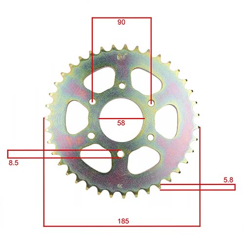 KIT TRANSMISION BAJAJ ROUSER NS 200 (6 AGU.) 39/14 520H-108L C/CAD. DOR. STD