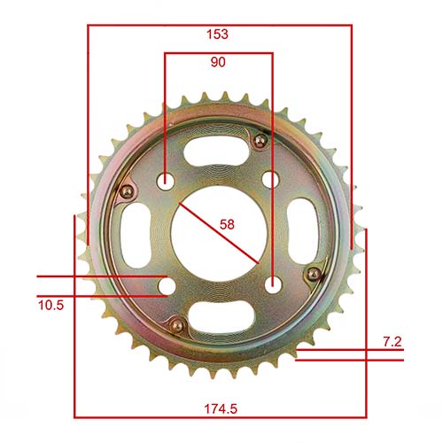 CORONA Y PIÑON HONDA CB150 INVICTA (42x15) DORADA STD