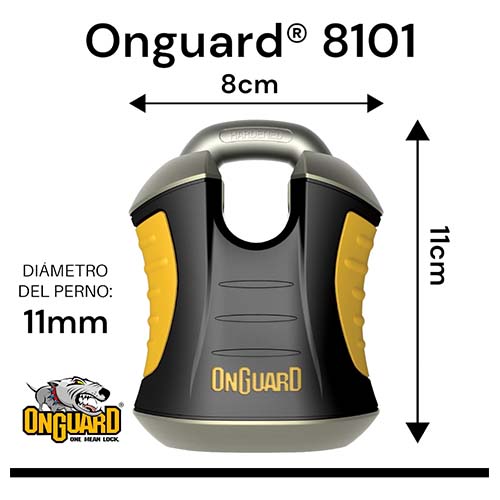 CANDADO (SOLO) 8101 BEAST 11mm ESPESOR MAXIMA SEGURIDAD ONGUARD