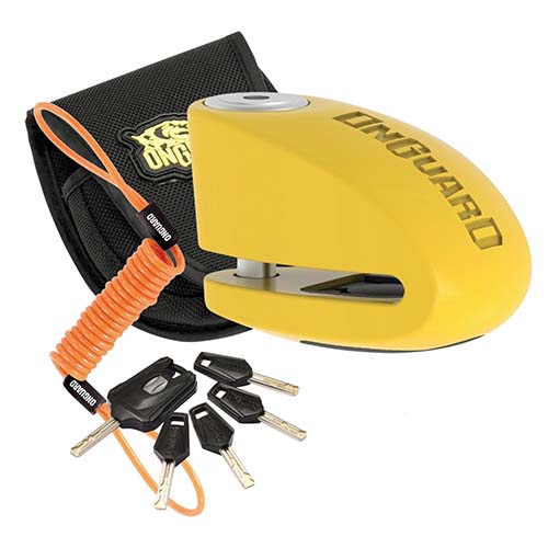 TRABA DISCO CON ALARMA 120DB 8258 6mm AMARILLO ONGUARD