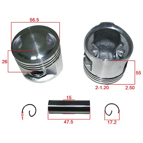 KIT CILINDRO + PISTON CADENEROS GUERRERO125/MONDIAL125/ZAN. 125 56.5mm STD