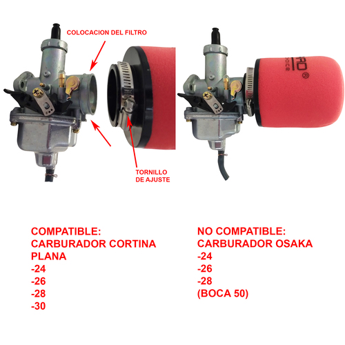 FILTRO DE AIRE COMPETICION CON RESORTE 50X86X100mm STD EXCLU