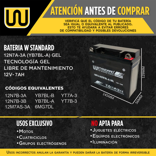 BATERIA DE GEL 12N7A-3A STD