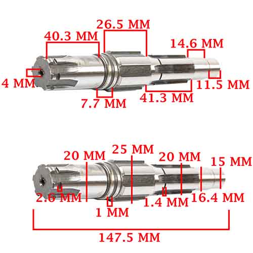 EJE SECUNDARIO (CORTO) ZANELLA 150RX/ G3/ FULL/ PATAGONIAN EAGLE 4T-5V(CUSTOM)/ STREET CREUSO (4264-000)