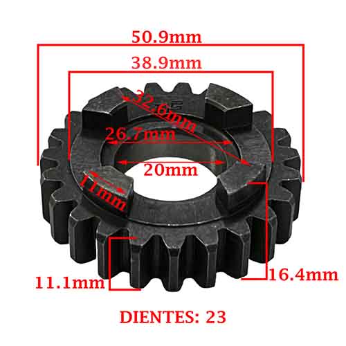 ENGRANAJE 4° VELOCIDAD SOBRE SECUNDARIO Z-23 MOTOMEL 200 DAKAR/ 200 SR/ 200 SKUA CREUSO (5803-000)