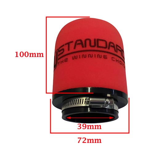 FILTRO DE AIRE COMPETICION CON RESORTE 39X72X100mm -TIPO 1 STD EXCLU