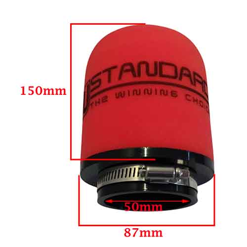 FILTRO DE AIRE COMPETICION CON RESORTE 50X88X150mm STD EXCLU