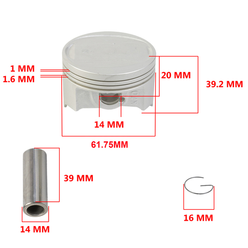 KIT PISTON HONDA CB190 R (61mm) (0.75) STD