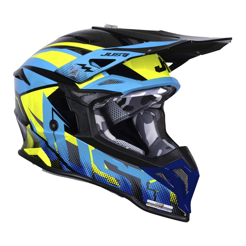 CASCO JUST1 J39 REVO BLUE FLUO YELLOW BLACK GLOSS L