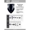 PARABRISA UNIVERSAL VELOCITY (CRISTAL) CON SOPORTE 3MM MTC (NAC)