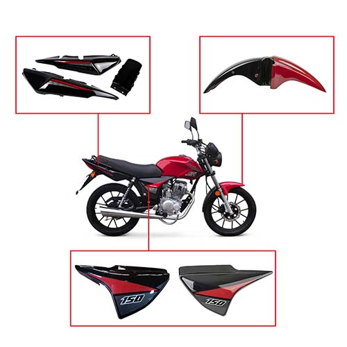 KIT PLASTICOS COMPLETOS NEW S2 150 TUBULAR ROJO (6PCS) OEM