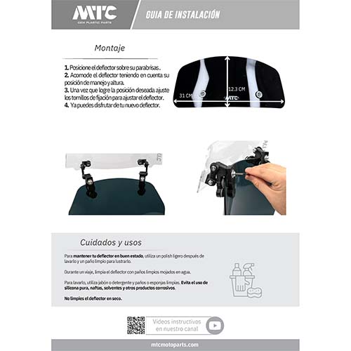 DEFLECTOR DE PARABRISAS NEGRO UNIVERSAL CON SOPORTE EDGE MTC (NAC)