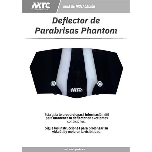 DEFLECTOR DE PARABRISAS TRANSPARENTE UNIVERSAL CON SOPORTE PHANTOM MTC (NAC)