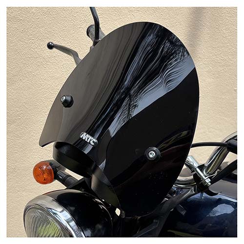 PARABRISAS NEGRO UNIVERSAL FARO REDONDO PRO CON SOPORTES HERITAGE MTC (NAC)