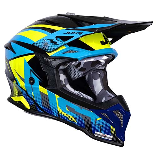 CASCO JUST1 J39 REVO BLUE FLUO YELLOW BLACK GLOSS L