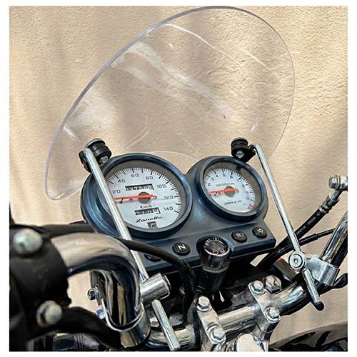 PARABRISAS TRANSPARENTE UNIVERSAL FARO REDONDO CON SOPORTES RETRO SPIRIT MTC (NAC)