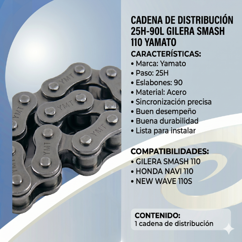 CADENA DE DISTRIBUCION 25H-90L GILERA SMASH 110 / HONDA WAVE 110S CHJC