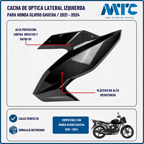 CACHA OPTICA LATERAL HONDA GLH150 GAUCHA NEGRO LADO IZQUIERDO MTC