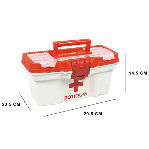 CAJA PRIMEROS AUXILIOS/BOTIQUIN 11" 29,5X20,5X14,5 BLA/RO C/BANDEJA DIVISORA PLASTICA VC (1039)