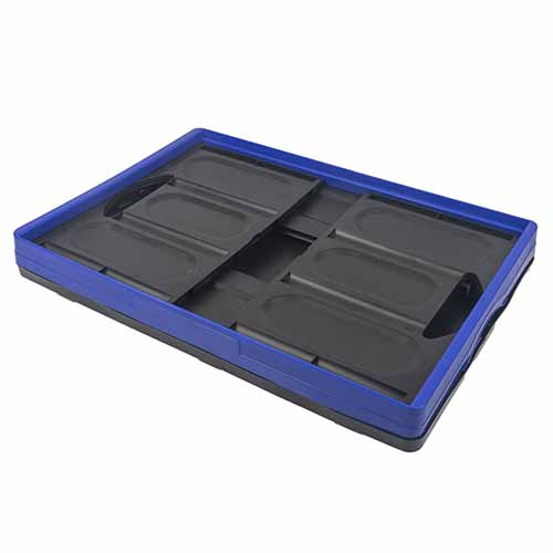 CAJON PLEGABLE MULTIUSO 380X570X280 (60 LTS) NEGRO BORDE AZUL PLASTICA VC (1082A)