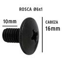 TORNILLO M6X10 NEGRO P/PLASTICOS CABEZA Ø 16mm X UNIDAD PLASTICA VC (T006N)