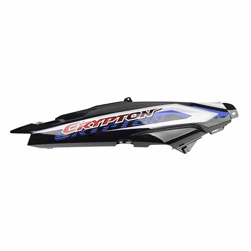 CACHA BAJO ASIENTO YAMAHA NEW CRYPTON 110 NEGRO CALCO AZUL LADO DERECHO MTC