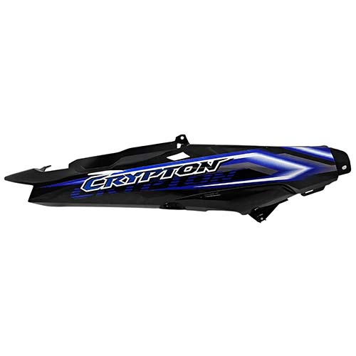 CACHA BAJO ASIENTO YAMAHA NEW CRYPTON 110 NEGRO CALCO AZUL LADO DERECHO MTC
