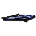 CACHA BAJO ASIENTO YAMAHA NEW CRYPTON 110 NEGRO CALCO AZUL LADO DERECHO MTC