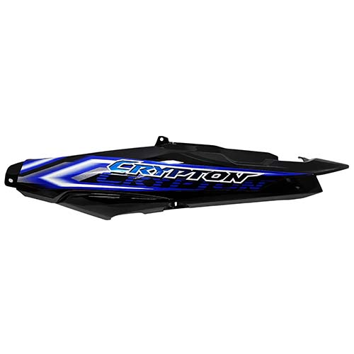 CACHA BAJO ASIENTO YAMAHA NEW CRYPTON 110 NEGRO CALCO AZUL LADO IZQUIERDO MTC
