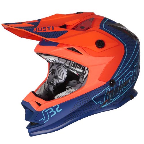 CASCO JUST1 J32 VERTIGO KIDS BLUE/FLUO ORANGE XS