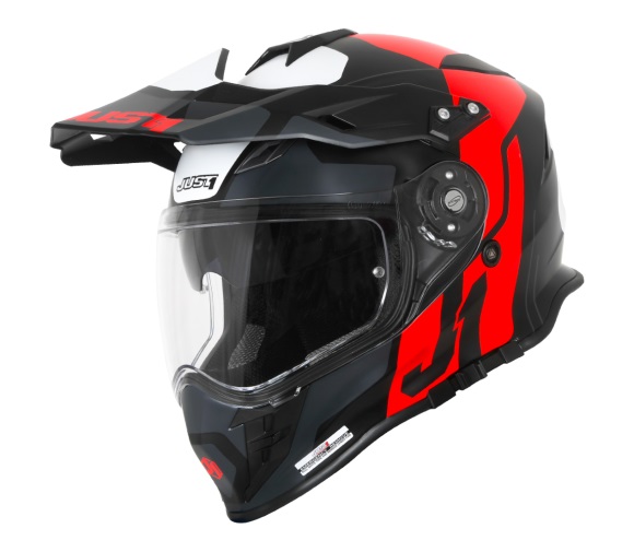 CASCO JUST1 J34 ADVENTURE CROSS TOUR FLUO RED BLACK MATT S